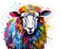 colorful watercolor of a sheep animal. Royalty Free Stock Photo