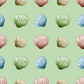 Colorful watercolor shell pattern for fabric and packaging design Royalty Free Stock Photo