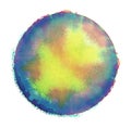 Colorful watercolor sphere. Abstract painting. Blue, green, yellow and magenta paint. Blank multicolored Abstract Smudged Texture Royalty Free Stock Photo