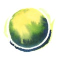 Colorful watercolor sphere. Abstract painting. Blue, green and yellow paint. Blank multicolored Abstract Smudged Texture Backgroun Royalty Free Stock Photo