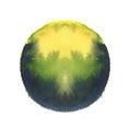 Colorful watercolor sphere. Abstract painting. Blue, green and yellow paint. Royalty Free Stock Photo