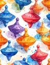 Colorful Watercolor Spinning Tops Pattern Royalty Free Stock Photo