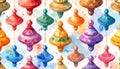 Colorful Watercolor Spinning Tops Seamless Pattern Royalty Free Stock Photo