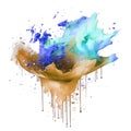 Colorful watercolor splash splatter stain brush strokes drops on white background. Modern dynamic aquarelle spot. trendy isolated Royalty Free Stock Photo