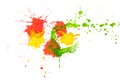 Colorful watercolor splashes on white