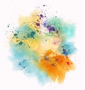 Colorful watercolor stains and splashes