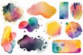 Colorful watercolor stickers perfect for copy space. White background