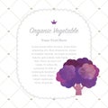 Colorful watercolor texture nature organic fruit memo frame purple broccoli