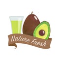 Colorful watercolor texture vector nature organic fresh fruit juice banner avacado