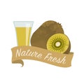 Colorful watercolor texture vector nature organic fresh fruit juice banner golden kiwi