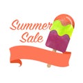 Colorful watercolor texture vector popsicle summer sale promotion banner title template Royalty Free Stock Photo