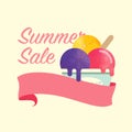 Colorful watercolor texture vector popsicle summer sale promotion banner title template Royalty Free Stock Photo