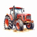 Colorful Watercolor Tractor Clipart Illustration With Vibrant Brushwork