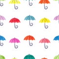 Colorful watercolor umbrellas seamless pattern.