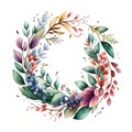 Colorful Watercolor Wreath with Lush Organic Movement