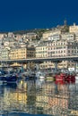 Colorful waterfront building reflected in the port Royalty Free Stock Photo