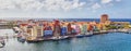 Colorful waterfront of homes and shops in Curacao