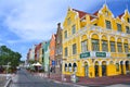 Colorful waterfront houses in Willemstad, Curacao. UNESCO center