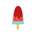 Colorful watermalon ice cream on a stick vector illustration. Color minimalistic summer illustration