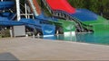 Colorful waterslides in water park