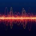 Colorful waveform pattern with multiple overlapping waves, predominantly red, Royalty Free Stock Photo