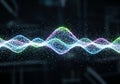 Colorful waveforms composed of tiny particles create a dynamic, Royalty Free Stock Photo