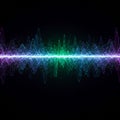 Colorful waveforms are rendered on a black background, creating a visual