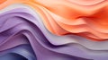 Colorful waves 3d shape texture background. Lilac, gray and orange color palette