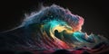 Colorful waves in the ocean in Japanese photorealistic style AI generated illustration