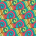 Colorful waves pattern. Spiral background. Vector hippie inspiration texture. Royalty Free Stock Photo