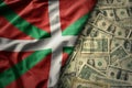 colorful waving national flag of basque country on a american dollar money background. finance concept Royalty Free Stock Photo