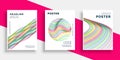 Colorful wavy lines cover flyer poster designs set