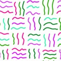 Colorful wavy lines in a dynamic abstract seamless pattern on a white background Royalty Free Stock Photo