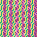 Colorful wavy lines and organic shapes in seamless pattern tile
