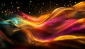 Colorful Wavy Ribbon Pattern With Sparkling Effects, Beautiful Abstract Design for Backdrop. Royalty Free Stock Photo
