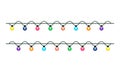 Colorful Wavy String Lights Border Clipart for Festive Decorations Royalty Free Stock Photo