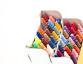 Colorful wax crayons in box Royalty Free Stock Photo