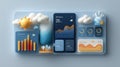 Colorful Weather Dashboard Design with Dynamic Data Visualizations Royalty Free Stock Photo