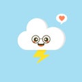 Colorful weather forecast icons. Funny cartoon sun and clouds. Adorable faces with various emotions. Flat vector for mobile app, Royalty Free Stock Photo