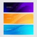 Colorful web banner with abstract geometrics. Collection of horizontal promotion banners with gradient colors. Header design.