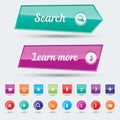 Colorful website buttons design vector illustration glossy graphic label internet template banner. Royalty Free Stock Photo