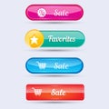 Colorful website buttons design vector illustration glossy graphic label internet template banner. Royalty Free Stock Photo