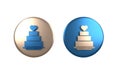 Colorful Wedding cake with heart icon isolated on white background. Circle button. 3D render illustration Royalty Free Stock Photo