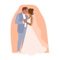 Colorful wedding couple. Wedding Ceremony Day. Vector illustration