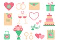 Wedding set. Vector illustration Royalty Free Stock Photo