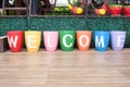 Painted Flower Pots Spell Welcome