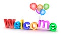 Colorful welcome word with balloons on white background Royalty Free Stock Photo