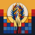 Colorful Wheat Illustration In Modular Constructivism Style