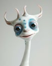 Colorful whimsical creature with big eyes and horns