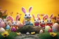 Colorful and whimsical Easter bunny figurines